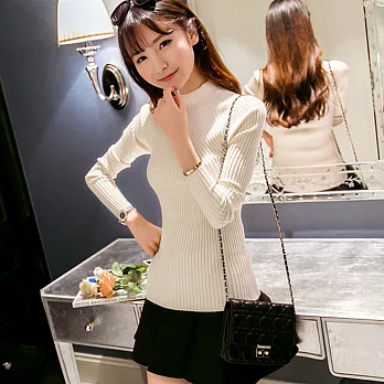 【模兒空間AMOR SPACE】小立領長袖針織上衣601220031F白