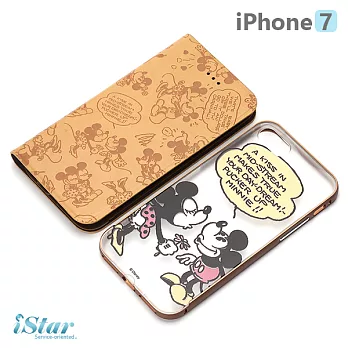 【日本 PGA-iJacket】 iPhone7 正版迪士尼 兩用鋁框透明背蓋/側翻式皮套系列 保護殼-米奇米妮