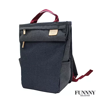 FUNNNY 日本同步 真皮x尼龍系列後背包 大崎 真澄 灰藍