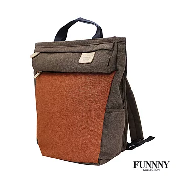 FUNNNY 日本同步 真皮x尼龍系列後背包 大崎 真澄 咖啡橘