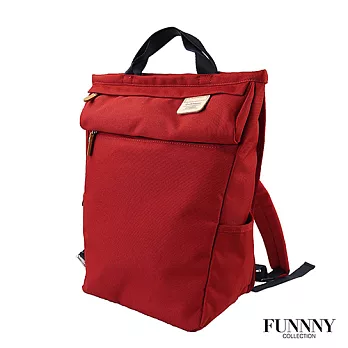 FUNNNY 日本同步 真皮x尼龍系列後背包 大崎 真澄 紅