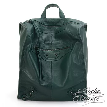 【La Poche Secrete天然皮革】旅行女孩的後背包_水染牛皮_森林綠