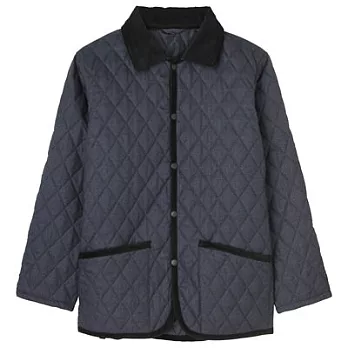 [MUJI無印良品]男聚酯纖維保暖鋪棉刺縫起毛短大衣M深藍