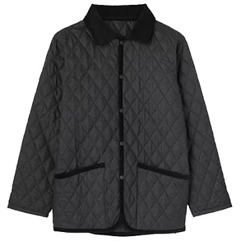 [MUJI無印良品]男聚酯纖維保暖鋪棉刺縫起毛短大衣M黑色