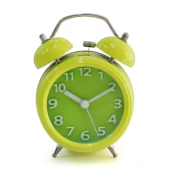 馬卡龍繽紛色彩可愛雙鈴造型立體數字鬧鐘-蘋果綠