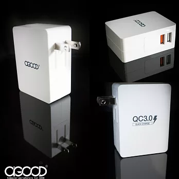 【A-GOOD】QC3.0USB超高速2孔電源充電器 快充旅充
