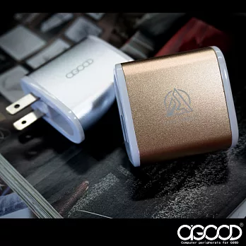 【A-GOOD】鋁合金USB 2孔急速充電3.4A電源充電器(5V/3.4A)-金色/銀色銀色