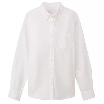 [MUJI無印良品]女有機棉水洗牛津布扣領襯衫S白色