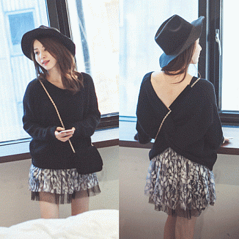 【韓國連線】。韓國 雙層蕾絲花裙 黑系