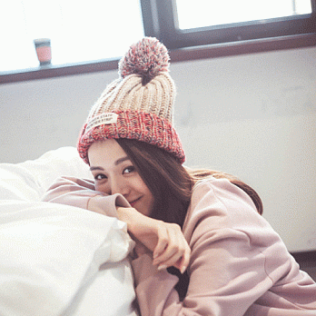 ROSE。暖暖系 球球毛線帽 卡其系