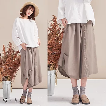 【慢。生活】文藝打摺好搭棉麻裙褲(2色)-F　FREE卡