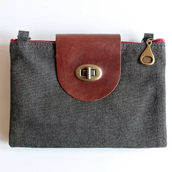 layoo 來喲│【小旅行】真皮 防潑水 帆布斜背包 護照套 5.5吋手機套 卡套 皮夾 旅行安全包 -牛仔黑