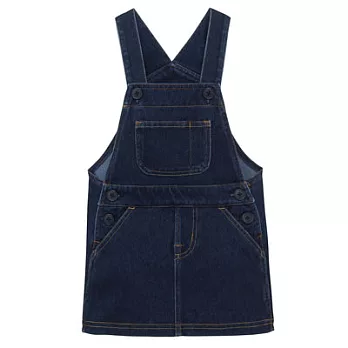 [MUJI無印良品]幼兒棉混輕鬆活動舒適拼接針織丹寧吊帶裙80深藍