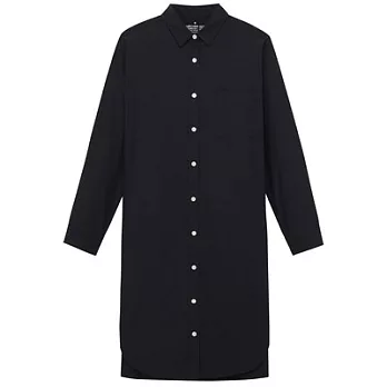 [MUJI無印良品]女有機棉水洗洋裝S暗藍