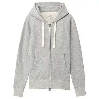 [MUJI無印良品]男有機棉節紗裏毛雙拉鍊連帽外套S灰色