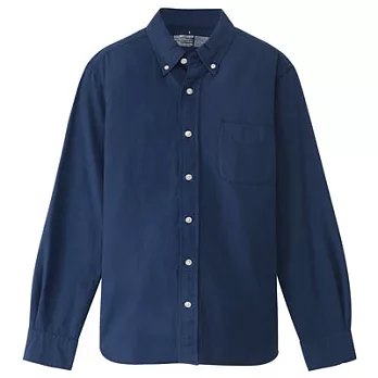 [MUJI無印良品]男有機棉水洗牛津布扣領襯衫XL深藍