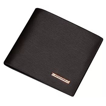 AmaZing 玫瑰金LOGO標髮絲紋經典短夾 (4款任選)褐色x橫款