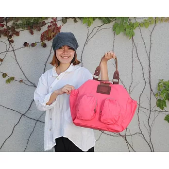 layoo 來喲│【阿勇真皮帆布後背包】 防潑水 大容量 三種背法 媽媽包 -草莓牛奶