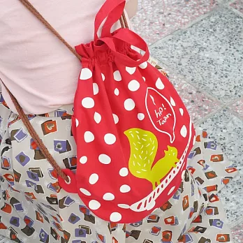 layoo 來喲│【台南孔廟松鼠】 帆布束口後背包 手提後背兩用-紅色