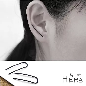 【Hera】赫拉 U型線條無耳洞中性耳環-3色-1對入(黑色)