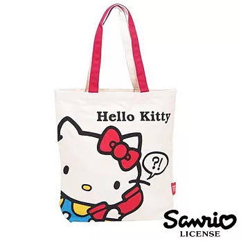 【日本進口正版】三麗鷗 Hello Kitty 帆布 托特包/肩背包/手提袋 Sanrio