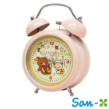 【日本進口正版】San-X 拉拉熊 復古 造型鐘 指針時鐘 燈光設計 懶懶熊 Rilakkuma -粉紅款