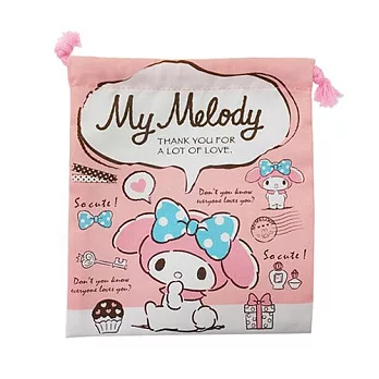 【日本進口正版】美樂蒂 My Melody 帆布 束口袋/收納袋 三麗鷗 Sanrio -粉紅款