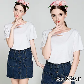 【BR】時尚純色割破造型T恤-80872(M-2XL可選)M白色