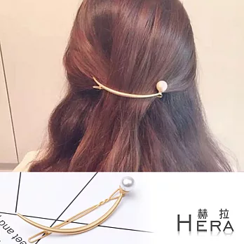 【Hera】赫拉 金屬月牙珍珠大髮扣/邊夾/髮夾-2色(金色)
