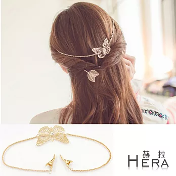 【Hera】赫拉 氣質女神金色後掛式髮箍/髮帶-2款(蝴蝶)