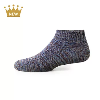 【 PULO 】粗針直紋編織混色踝襪M-灰藍