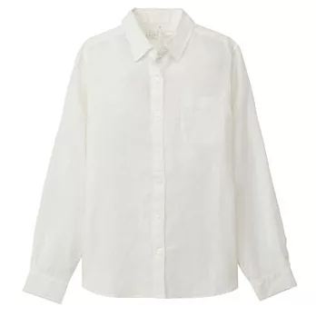 [MUJI無印良品]女法國亞麻水洗襯衫L白色