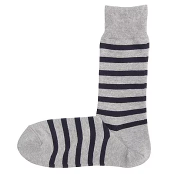 [MUJI無印良品]男有機棉混寬橫紋直角襪灰色25~27cm