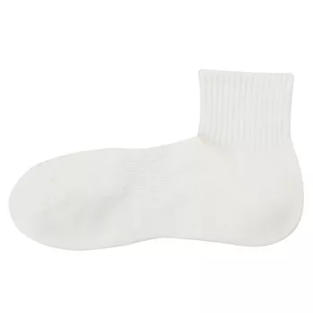 [MUJI無印良品]男有機棉混足底圈絨直角短襪柔白25~27cm