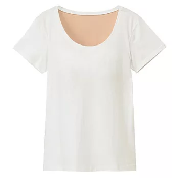 [MUJI無印良品]女棉混蠶絲有杯短袖T恤S白色