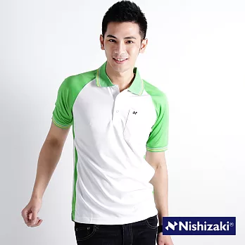 【日本西崎】男款休閒抗UV吸濕排汗機能POLO衫(NS004)XS白/綠