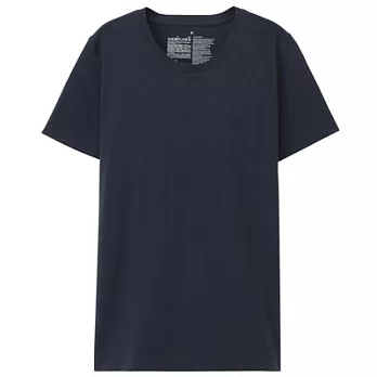 [MUJI無印良品]女有機棉圓領短袖T恤XS暗藍