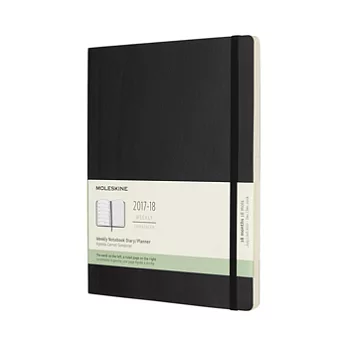 MOLESKINE 日程系列/2017-18年18M週記本/軟殼19*25/特大XL/黑