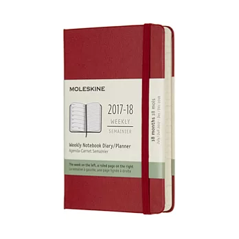 MOLESKINE 日程系列/2017-18年18M週記本/9*14/口袋型POCKET/紅