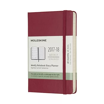 MOLESKINE 日程系列/2017-18年18M週記本/9*14/口袋型POCKET/酒紅