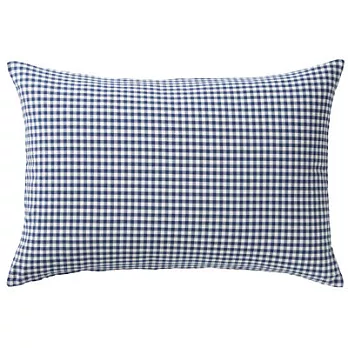 [MUJI無印良品]有機棉柔舒水洗棉格紋枕套/100/深藍