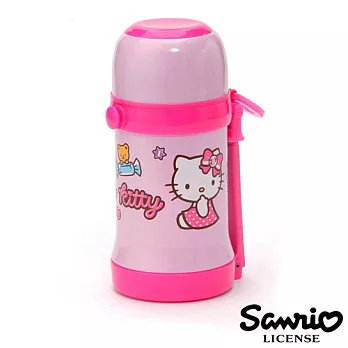 【日本進口正版】三麗鷗 Hello Kitty 不鏽鋼 保溫瓶 保冷瓶 附背帶 450ml Sanrio