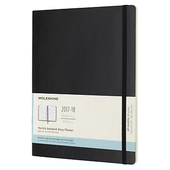 MOLESKINE 日程系列/2017-18年18M月記本/軟殼19*25/特大XL/黑