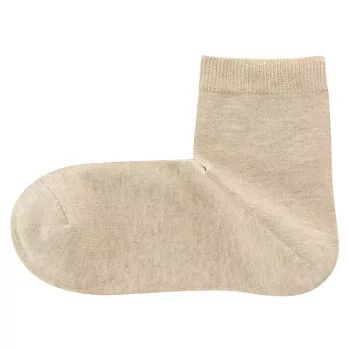[MUJI無印良品]女有機棉混足口寬鬆舒適直角短襪米色23~25cm
