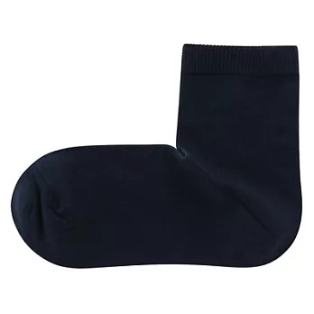 [MUJI無印良品]女有機棉混足口寬鬆舒適直角短襪暗藍23~25cm