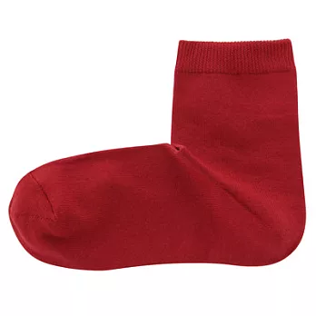 [MUJI無印良品]女有機棉混足口寬鬆舒適直角短襪紅色23~25cm