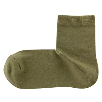 [MUJI無印良品]女有機棉混足口寬鬆舒適直角短襪卡其綠23~25cm