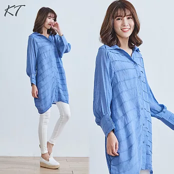 【KT】防曬寬鬆薄款襯衫-F　FREE藍
