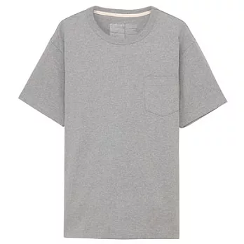 [MUJI無印良品]男有機棉粗織圓領短袖T恤M灰色