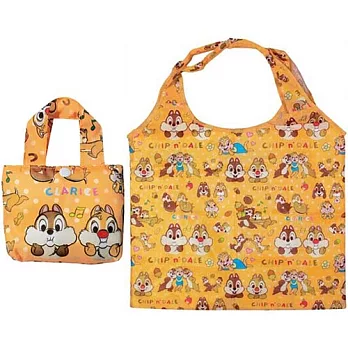 【日本進口正版】奇奇蒂蒂 摺疊 購物袋/環保袋/手提袋 防潑水 迪士尼 Disney-滿版款